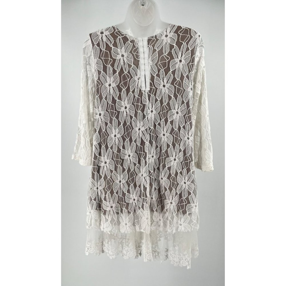 Lady Noiz White Floral Lace 3/4 Sleeve Dress Size XL NWOT - Picture 9 of 10